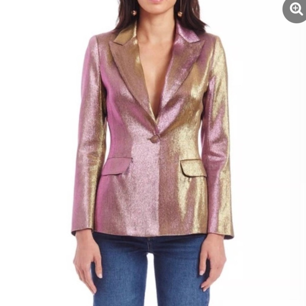 Amanda Uprichard Metallic Blazer Size Large Purple Aldridge Haze Partywear